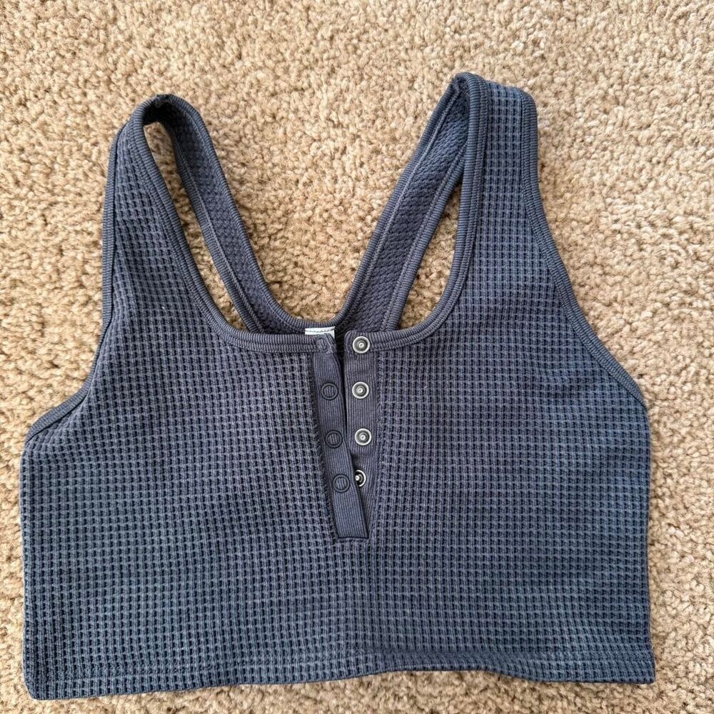 Aerie Women's Grey and Blue Crop-top